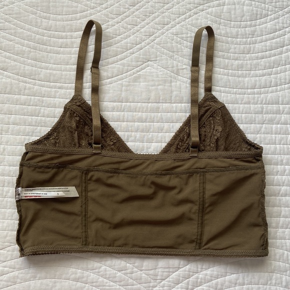 Free People Longline Bralette Lace Bustier Dark Olive Small - Picture 7 of 16